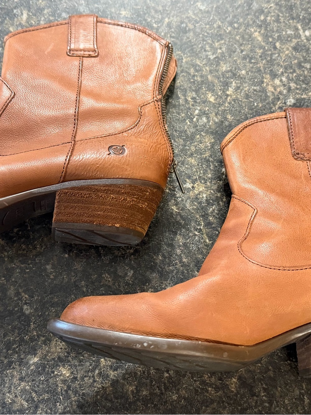 Börn Brown Leather Ankle Boots